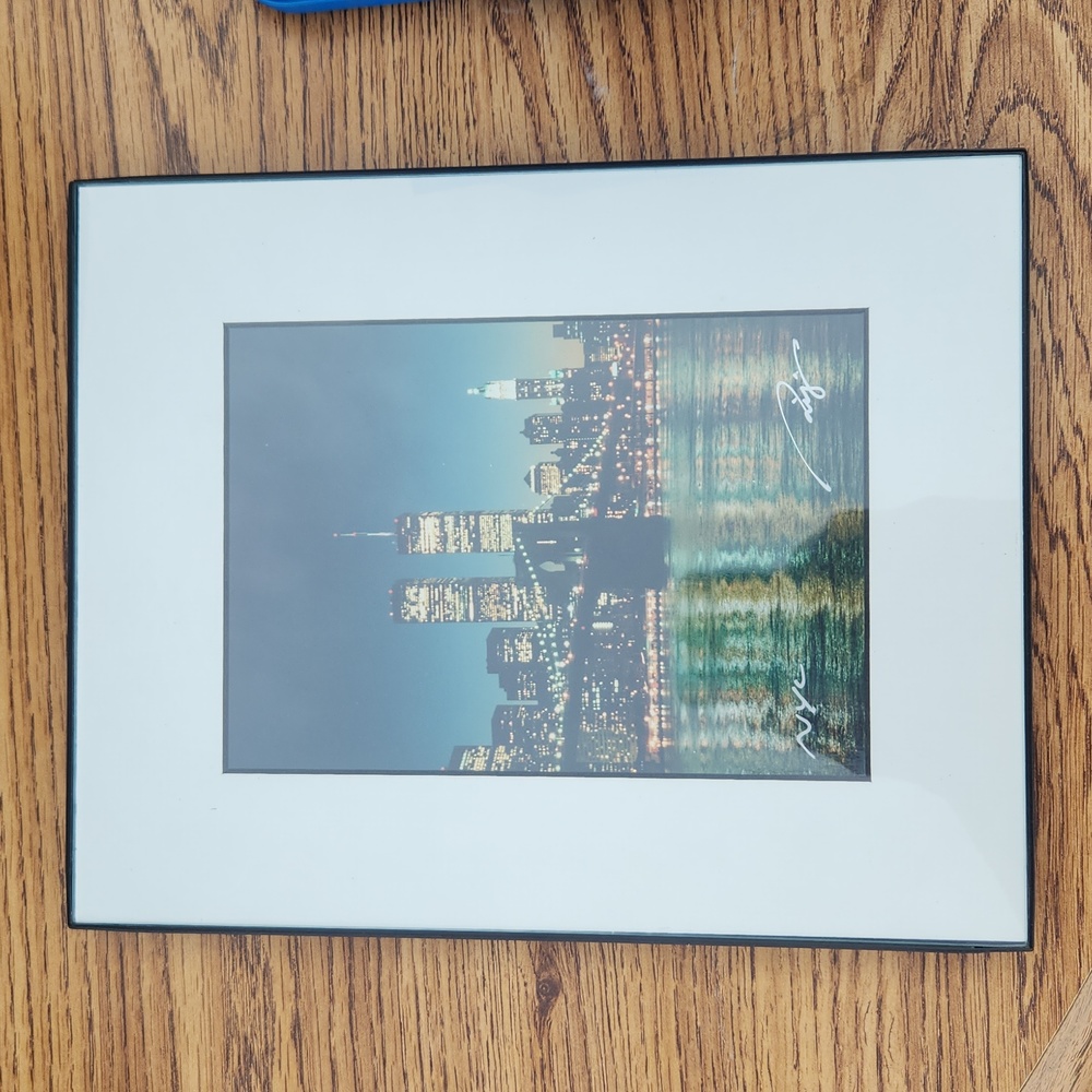 New York City Skyline at Night Color Photograph